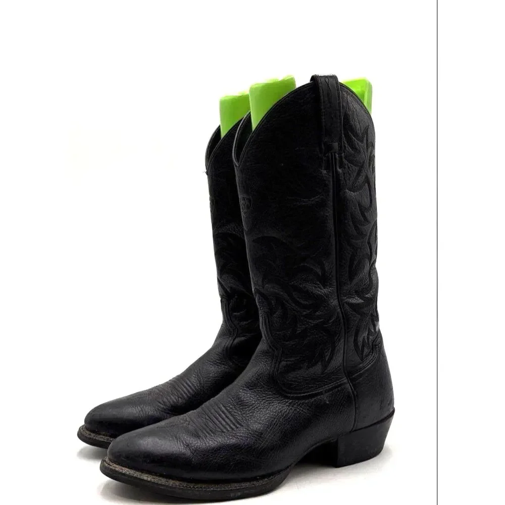 Ariat Heritage Western R Toe Black Leather Cowboy Boots Men's Size 10.5 D